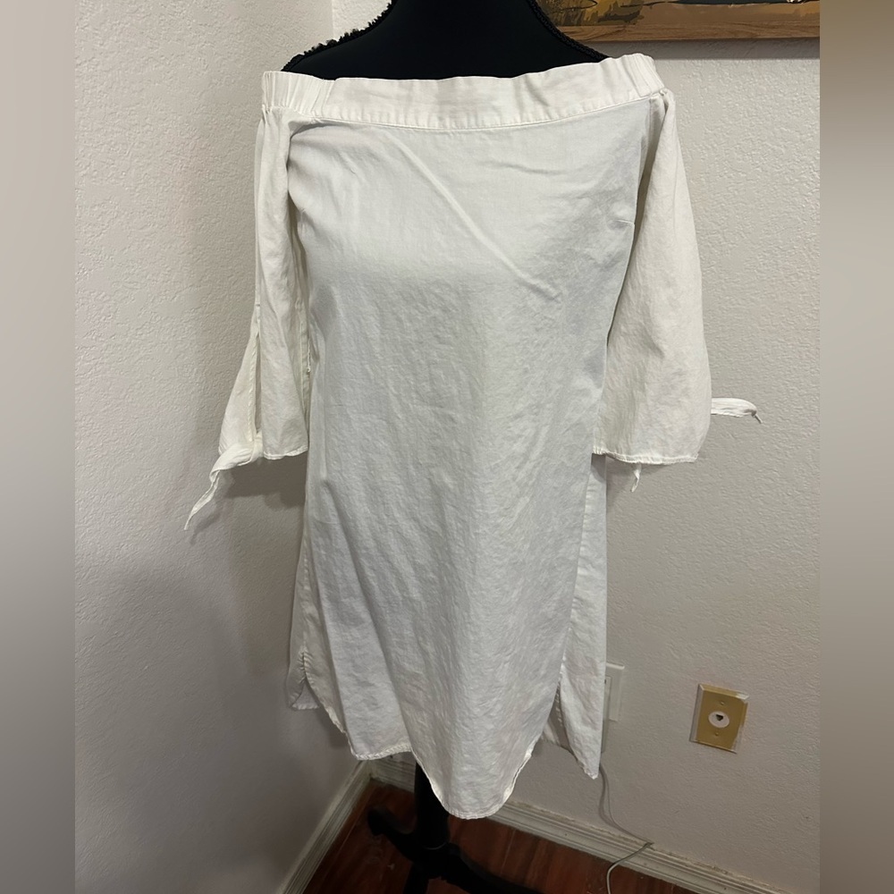 Bardot White Off-Shoulder Tunic Mini Dress - Size 4/ XS